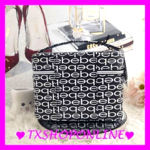 ❣️❣️ {Bebe} Faux Leather Logo Cosmetics Carryall Zip Traincase 💄💄 - Picture 2 of 5